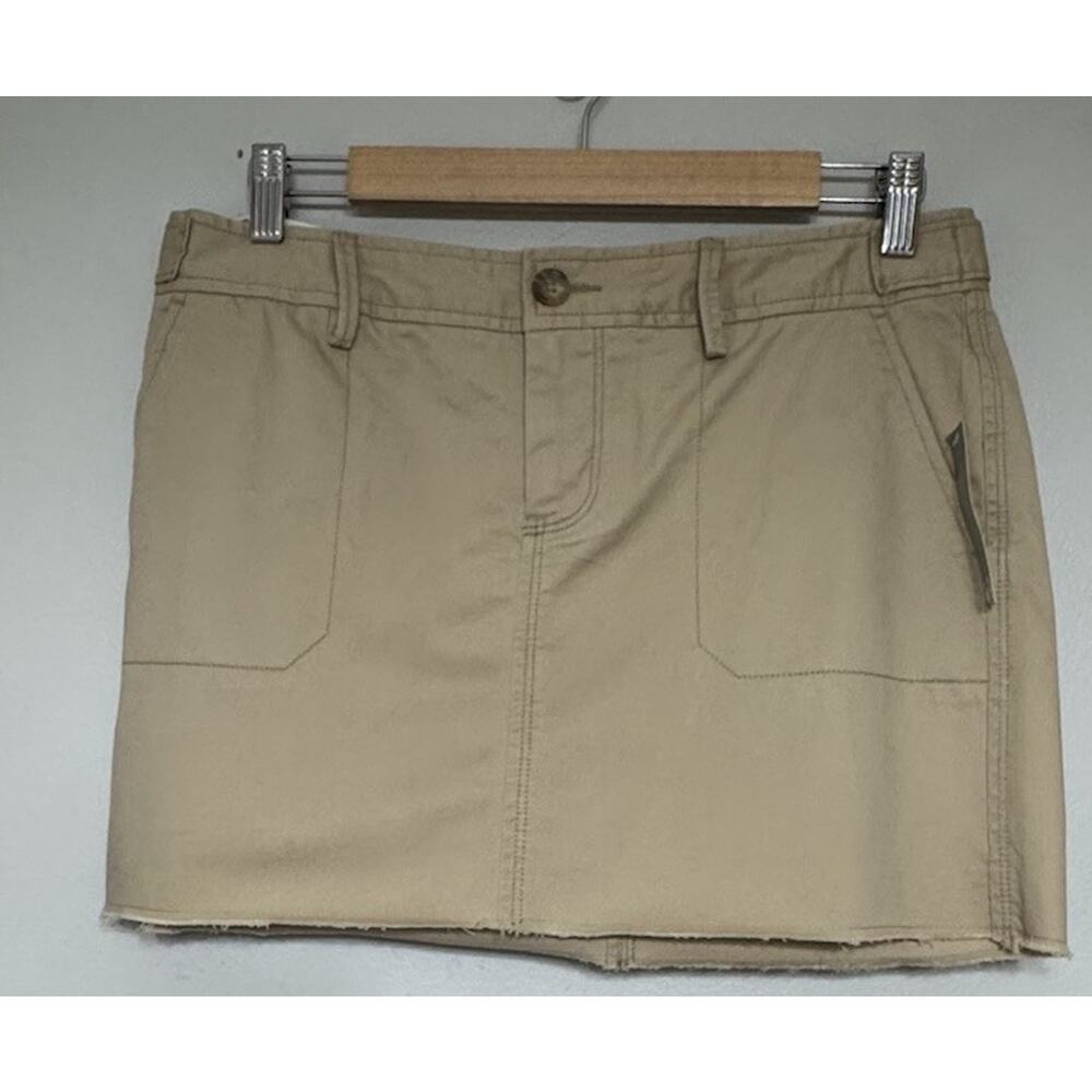 Old Navy Mini Utility Skirt Khaki Beige Women’s 6 Pockets Stretch Preppy NEW
